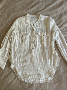 Atikshop White Gauze Button Blouse XS